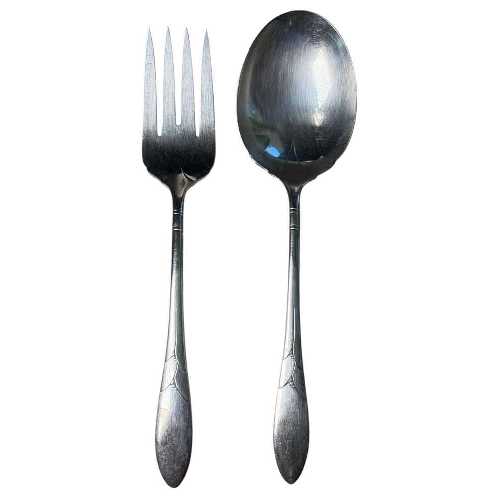 Community Plate Lady Hamilton Silver Plated Salad Serving Set Spoon Fork 2pc 9in